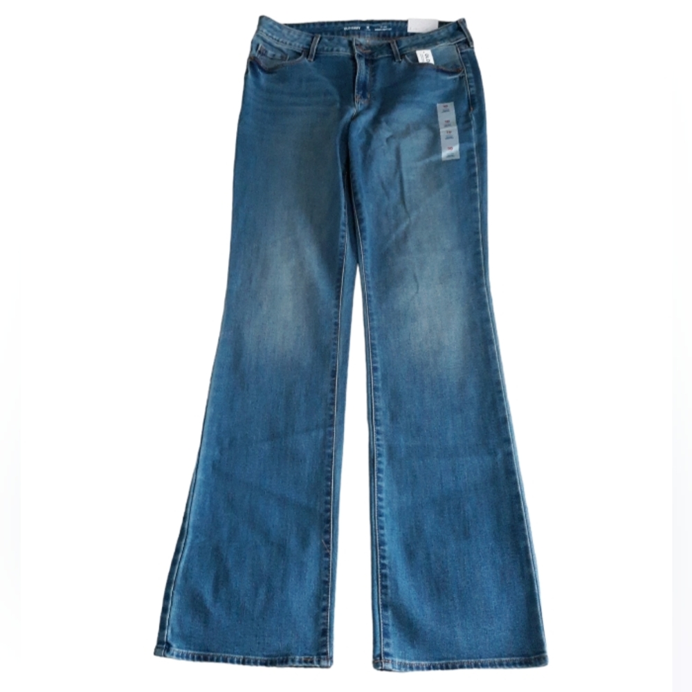 NWT Old Navy Size 10 Long Mid-Rise Kicker Bootcut Blue Denim Jeans